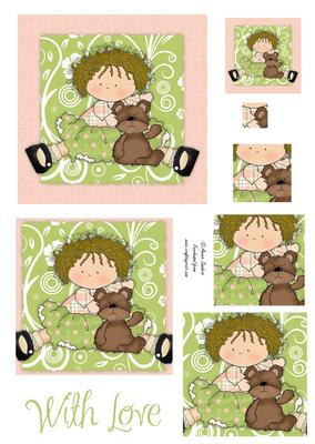 Sweet Girl with Teddy Pyramid