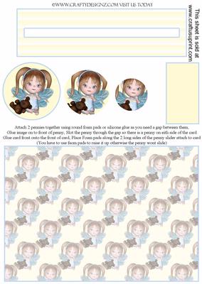 Baby Girl Fairy with Teddy Bear Penny Slider