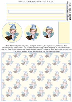 Baby Boy Fairy with Teddy Bear Penny Slider