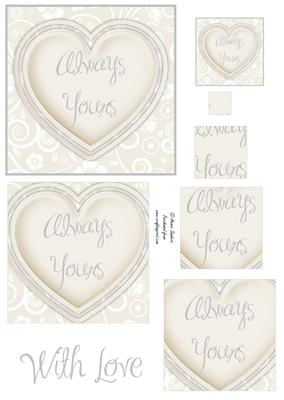 Cream Always Yours Heart Pyramid, Wedding , Anniversary