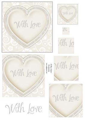 Cream with Love Heart Pyramid, Wedding , Anniversary, Etc
