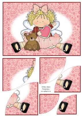 Little Cupid Beauty with Heart & Teddy 2 Corner Stacker