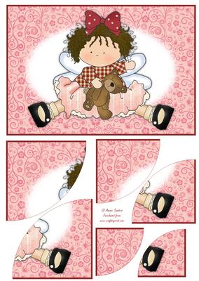 Little Cupid Beauty Sitting with Teddy 2 Corner Stacker