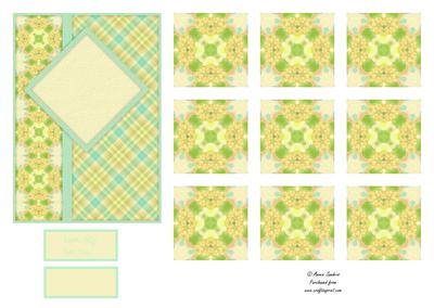 Gorgeous Shades of Green & Blue Card Front & Matching Teabag