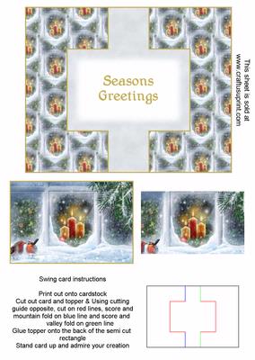 Christmas Window Scene Swing Card (seasons Greetings)