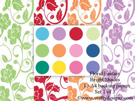 Bright Shades Floral Fantasy Backgrounds Set 1-3 (13 Papers)