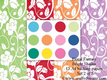 Bright Shades Floral Fantasy Backgrounds Set 2-3 (13 Papers)