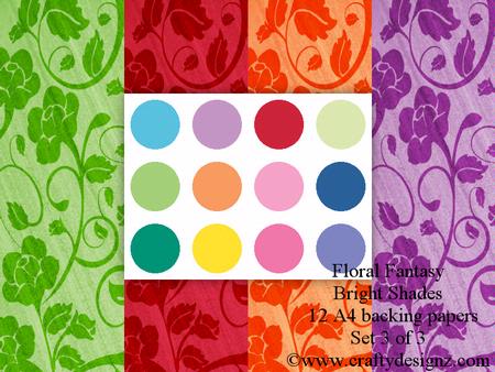 Bright Shades Floral Fantasy Backgrounds Set 3-3 (12 Papers)