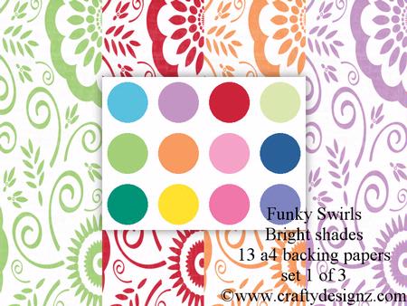 Bright Shades Funky Swirls Backgrounds Set 1-3 (13 Papers)