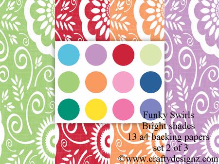 Bright Shades Funky Swirls Backgrounds Set 2-3 (13 Papers)