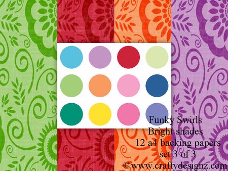 Bright Shades Funky Swirls Backgrounds Set 3-3 (12 Papers)