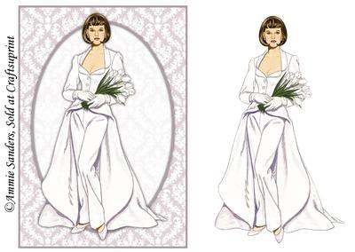 Vintage Fashion Lady on Damask Background Card Front