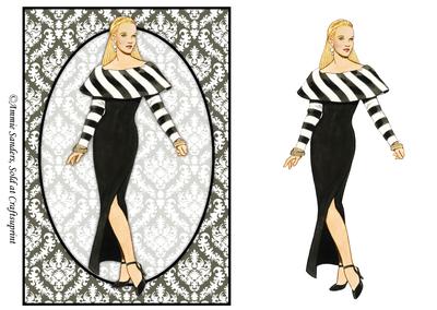 Vintage Fashion Lady on Damask Background Card Front