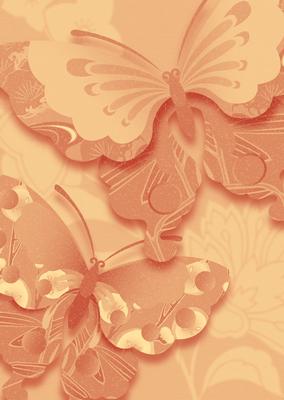 Earthy Shade Oriental Butterflies Backing Paper