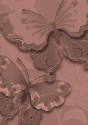 Earthy Shade Oriental Butterflies Backing Paper