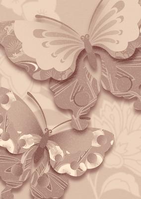 Earthy Shade Oriental Butterflies Backing Paper