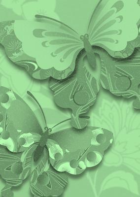 Earthy Shade Oriental Butterflies Backing Paper