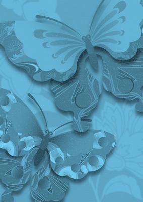 Earthy Shade Oriental Butterflies Backing Paper