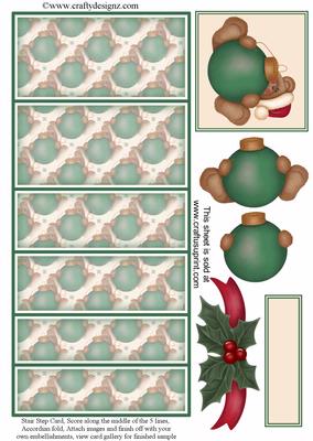Cute Christmas Teddy with Bauble Stair Stepper Kit