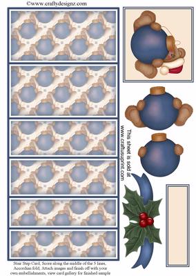 Cute Christmas Teddy with Bauble Stair Stepper Kit