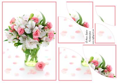 Oriental Lily & Rose Bouquet 2 Corner Stacker
