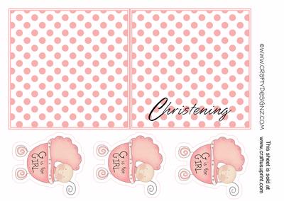 Baby Girl 5x5 Christening Card Kit