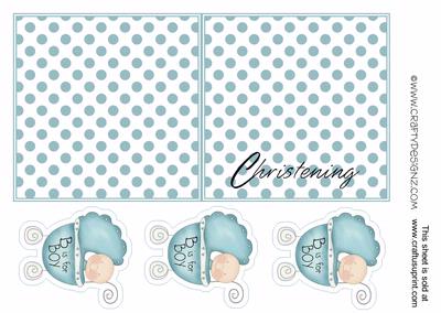 Baby Boy Christening 5 x 5 Card Kit