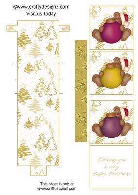 3 Christmas Teddies Waterfall
