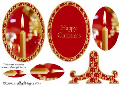 Traditional Christmas Candel Plate Card Kit (happy Christmas)