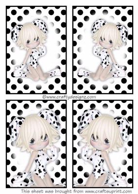 4 Super Cute Dalmatian Girl Toppers