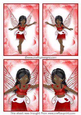 4 Pretty Red Fairies Toppers
