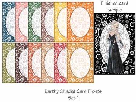 Earthy Shades Flower Swirls Frame Effect Card Fronts Set 1