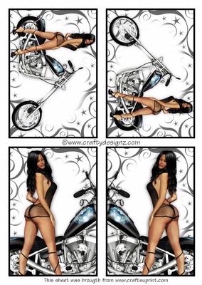4 Hot Motor Bike Chick Toppers