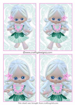 4 Cute Hula Girl Toppers