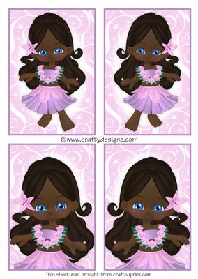 4 Cute Ethnic Hula Girl Toppers