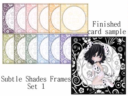 Subtle Shades Flower Swirls 5x5 Frames/card Fronts & Text Plates