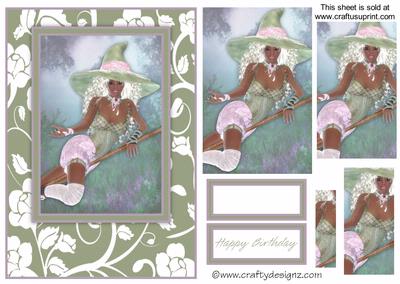 Beautiful Ethnic Witch Pyramid Card Front Kit