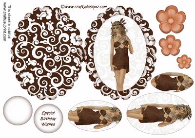Beautiful Woodland Elf Scallop Oval Card