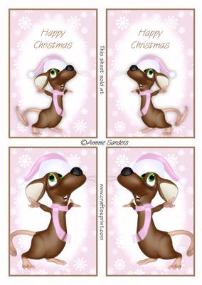 4 Cute Christmas Mice Toppers