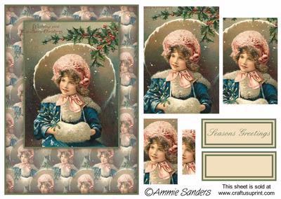 Beautiful Christmas Girl Card Front Kit