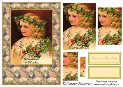 Beautiful Christmas Girl Card Front Kit