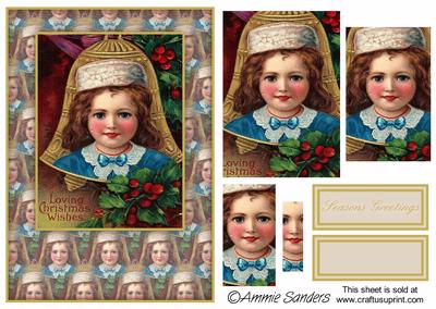 Beautiful Christmas Girl Card Front Kit