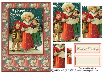 Traditional Christmas Carollers Card Front Kit