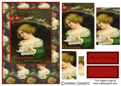 Pretty Girl Traditional Christmas Card Front Kit