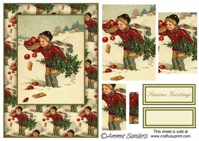 Cute Boy Traditional Christmas Card Front Kit
