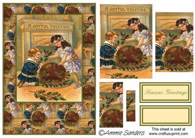 Traditional Christmas Children Card Front Kit