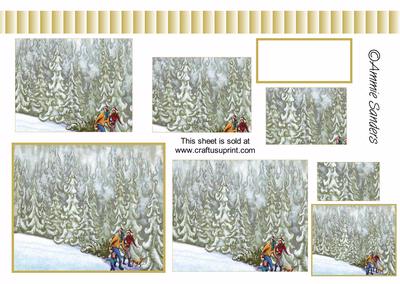 Family Walking in the Snow Christmas Pyramid