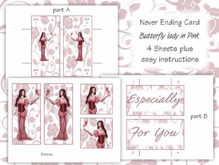 Butterfly Lady in Pink Never Ending Card Kit