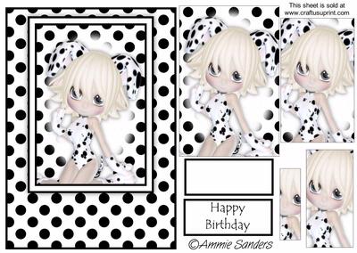 Dalmation Girl Card Front Kit