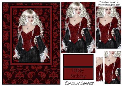 Pretty Goth Girl Card Front Kit